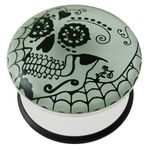 AZARIO London 5MM Glow in The Dark Tribal Skull UV Acrylic Single Flared Cupcake Ear Plug Piercing - Sold by Piece