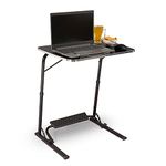 TABLE MAGIC- Bade XL Size Top Table Mat Finish Steel Wood 60 * 45 * 75 cm Multipurpose Laptop Table with footrest 5 Heights 3 Angles Adjustable (TABLE MAGIC Bade Midnight Black, X-Large)