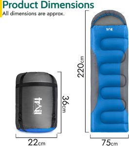 Trail Alpine 400 Hooded Sleeping Bag – 3-4 Season, Extra Warm, Blue