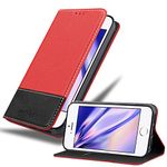 cadorabo Book Case works with Apple iPhone 6 / iPhone 6S in RED BLACK - with Magnetic Closure, Stand Function and Card Slot - Wallet Etui Cover Pouch PU Leather Flip