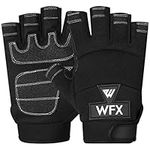 WFX Tough Fingerless Performance Gloves Protection Work Gloves, Padded Palm, Half-Finger Black (Medium)