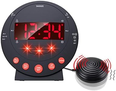 Zopsc Extra Loud Alarm Clock with Bed Shaker and Red Flashing Light, 110dB Vibrating Alarm for Heavy Sleepers, Elderly, Students, Deaf and Hard of Hearing