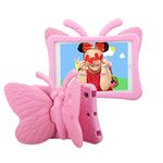 iPad Mini Case for Kids, Light Weight Cute Butterfly Design Shockproof Drop-proof Soft EVA Foam Protective Tablet Case Cover for Apple iPad mini 1/2/3/4 - Pink