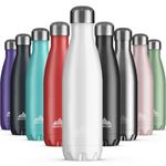 Mont-Clair Stainless Steel Water Bottle, Vacuum Insulated + BPA Free, 12h Hot & 24h Cold Drinks Bottle, Metal Water Bottle 500ml Leakproof, Ideal for Adult, Kids, Running - White