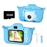 Cocopa Kids Camera Digital Camera for 3-12 Years Old Boys,1080P HD Video Recorder Camera for Kids with 32GB SD Card &Silicone Cover, Birthday Christmas Toys Gifts for 3 4 5 6 7 8 Year Old Boys(Blue)