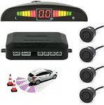 Multibao Car Auto Vehicle Reverse Backup Radar System with 4 Parking Sensors Distance Detection + LED Distance Display + Sound Warning - Matt Black Color