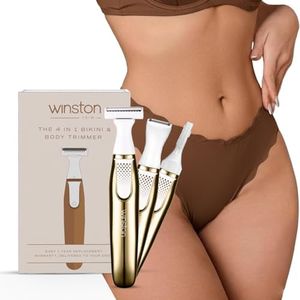 WINSTON 4-in-1 Rechargeable Full Body & Bikini Trimmer for Women | Electric Shaver & Grooming Kit (Gold)