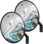 Maitys 2 Pcs Convex Mirror Acrylic Safety Security Traffic Garage Corner Mirror Adjustable Wide Angle View Mirror with Fixing Bracket for Indoor Outdoor School Classroom Warehouse(12 Inch)