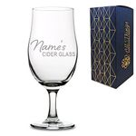 Personalised Engraved Stemmed Pint Glass with Name's Cider Glass Design, Gift Boxed, Personalise with Any Name