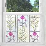 PSSC Window Film Frosted Graphic Privacy Tint Decorative Tinting Rose Stained Glass Effect 3m x 60cm