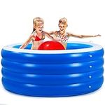 Biange Blow Up Pool, 72" X 30" Round Inflatable Swimming Pool, Kids Pool Inflatable, Kiddie Baby Swimming Pool for Backyard