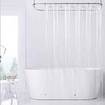 Waterproof PEVA Plastic Bathroom Shower Curtain Liner with Hooks - 72 x 72 Inches (Clear)