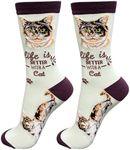 E&S Pets Pet Lover Socks - Dog Socks - Cat Socks - Pet Lover Gifts - Cute Crew Socks - Unisex - Novelty Socks, Calico Cat, One Size