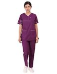 ChiefUniforms Scrub Suit set with piping for Women/Female (44-XXL, Purple)