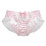 ZooChest Silk Knickers for Women Satin Panties Cute Underwear Briefs Soft Breathable Bow Frilly Knickers Pink Sissy Panties M