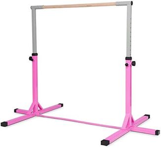 BABY JOY Kids Gymnastic Training Bar, 91 to 150cm Height Adjustable, Expandable Exercise Horizontal Kip Bar w/Double Locking Mechanism, Junior Horizontal Bar for Boys & Girls (Pink)