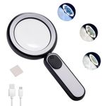 Magnifying Glass with Light, 15X Handheld Rechargeable Magnifying Glass 21 LED Illuminated Lighted Magnifier, [Scratch-Proof Lens], Magnifying Glass for Seniors Read, Stamps, Map, Macular Degeneration