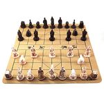 Traditional Chinese Xiangqi Portable Chess Set,Travel Board Game Set with Resin Chess Pieces and Leather Chessboard