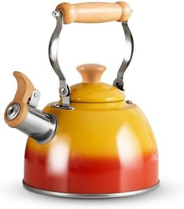 ROCKURWOK Tea Kettle, Tea Pot with Cool Touch Ergonomic Handle, Teapot Food Grade Stainless Steel, Tea Kettle Stovetop, Kettle Teapot, Whistling Tea Kettle, Small Tea Pot, 1.6 Quart (Orange)