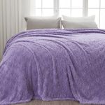 NEWCOSPLAY Super Soft Queen Blanket Lavender Love Premium Silky Flannel Fleece 3D Heart Checkered Lightweight Bed Blanket All Season Use (Lavender Love, Queen(90"x90"))