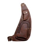 Leathario Men's Sling Bag Genuine Leather Chest Bag Crossbody Shoulder Bag Backpack for Men Women Unisex