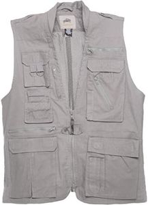 Humvee Cotton Safari Vest with Extra Pockets, Mens Womens, Khaki