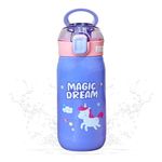 FunBlast Cute Water Bottle with Sipper - Stainless Steel Water Bottle for Kids, Insulated Sipper Bottle for Kids - Anti-Leak Hot and Cold Bottle, Cartoon Water Bottle for Kids - 500 ML (Unicorn)