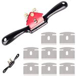 XPOOP Adjustable Spokeshave, 9 Inch / 210 mm Adjustment Woodworking Cutting Edge Plane, with Screw Manual Planer Hand Tool, Spokeshave Hand Trimming Tool with 8 Blades