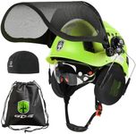 GREEN DEVIL Forestry Chainsaw Safety Helmet with Mesh Face Shield Built-in Visor and Earmuffs 5 in 1 System Vented Arborist Helmet ANSI Z89.1 Hard Hat Logging Garden Work Hardhats for Men Women