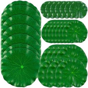 WhistenFla 28 Pcs Realistic Lily Pads Leaves for Ponds, 4 Kinds Artificial Floating Foam Lotus Leaves, Water Lily Pads Foliage Pond Decor for Pond Pool Koi Fish Patio Aquarium