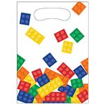 Creative Converting PC315256 Plastic Lootbag Building Blocks Party Treat Bags-8 Pcs, Multicolor, 9" x 6.5"