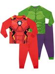 Marvel Pajamas | Hulk and Iron Man Kids Pajamas | Avengers Pjs for Boys | 2 Pack Long Sleeve Pj Set Multicoloured 6