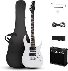 Ktaxon 39" Electric Guitar with 20Watt Amp, Full Size 170 Model Starter Guitar Kit for Beginners & Professional W/Bag, Shoulder Strap, Wrench Tool, Plectrum - White