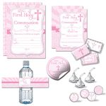 Deluxe First Holy Communion Religious Party for Girls Party Bundle, Includes 20 Each of 5"x7" Fill-in Invitation Cards, Thank You Cards, Thank You Party Favor Stickers and Envelopes