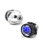 YUFANYA 2.5 Inch Blue Honeycomb Bixenon Projector Lens Mini H1 with Yellow Demon Eyes Fit for H4 H7 Car Motorcycle Retrofit