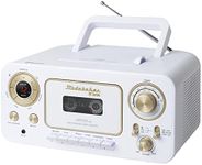 Studebaker Bluetooth Portable Stereo CD, AM/FM Stereo Radio and Cassette Player/Recorder (White & Gold)