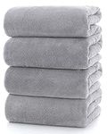 Lumimi Towels 4-Piece Soft Microfiber Bath Towel Set Incredibly Absorbent Lightweight Quick Dry and Durable, 55" L x 27" W, 4 Pack Light Grey