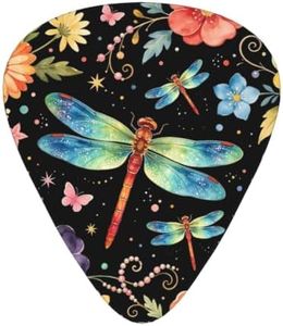 EUPRE Dragonfly and Floral 12 Pack Guitar Picks Light Pick Triangle Pick
