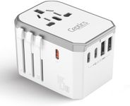 Ceptics Universal Travel Adapter w/ 2X USB-A and 3X USB-C, 6 in 1 Travel Adapter 45W for Global use, International Adapter for Mobile, Laptops, All in one Adapter for US, EU, UK & More, UP-45W-WH