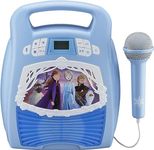 Ekids LLC Frozen 2 Bluetooth Portable MP3 Karaoke Machine Player with Light Show Store Hours of Music with Built in Memory Sing Along Using The Real Working Microphone USB Port to Expand Your Content