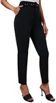 SweatyRocks Women's Casual Skinny Leggings Stretchy High Waisted Work Pants Belted Black XXL