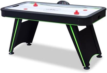 Hathaway Voyager 5 Ft Air Hockey Table for Home Game Room - with LED Scoring, High-Output Blower, Reinforced Legs, Strikers & Pucks - Black and Neon Green Finish
