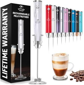 Zulay Kitchen Lux Rechargeable Milk Frother Handheld - Powerful 2-Speed Motor, Fully Waterproof, 2000mAh Battery - Drink Mixer For Latte, Cappuccino, Matcha, Protein Powder - Marble