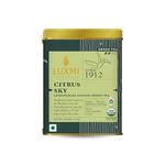 Luxmi Estates Citrus Sky Lemongrass Ginger Green Tea - 100gm Tin Loose Leaf | Certified Organic Darjeeling | Natural Lemon Balm Tea - Calming, Supports Digestion