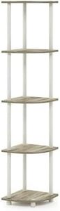 Furinno Turn-N-Tube 5 Tier Corner Display Rack Multipurpose Shelving Unit, 1-Pack, Sonoma Oak/White