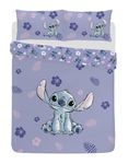 Disney Stitch Single or Double Duvet Cover Bedding Set Lilac Kids Bedroom Accessories (Double)