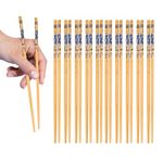 RIANZ Set of 10 Pairs Designer Natural Round Bamboo Reusable Chopsticks, Size 9.5 Inch (Color and Design May Vary)