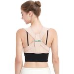 Posture Corrector for Men and Women - Adjustable Back Support Belt for Back Pain Relief | Spine and Shoulder Support, Posture Correction Belt for Improved Alignment | Back Straight Belt, Pain Relief for Neck and Back (Beige)