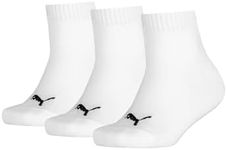 PUMA Kid's Quarter Socks 3P, White, US 7-9.5