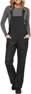 Women's Insulated Snow Bibs Waterproof Ski Pants Adjustable Overalls Color Block Winter One Piece Snowsuit with Pockets Black